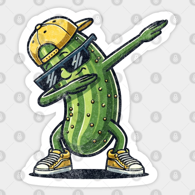 Dabbing Dill Pickle Funny Cucumber Dancing Swag Sticker by Lunatic Bear